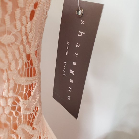 Peach Pink Sharagano Lace Midi Dress - Sz 6 (NWT) - Picture 7 of 15